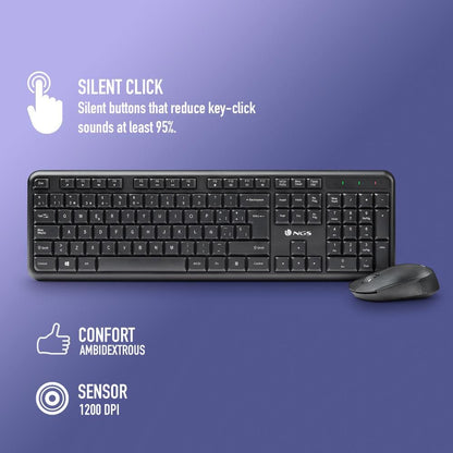 Teclado+Ratón NGS RF Wireless Óptico Negro (HARMONYKIT)