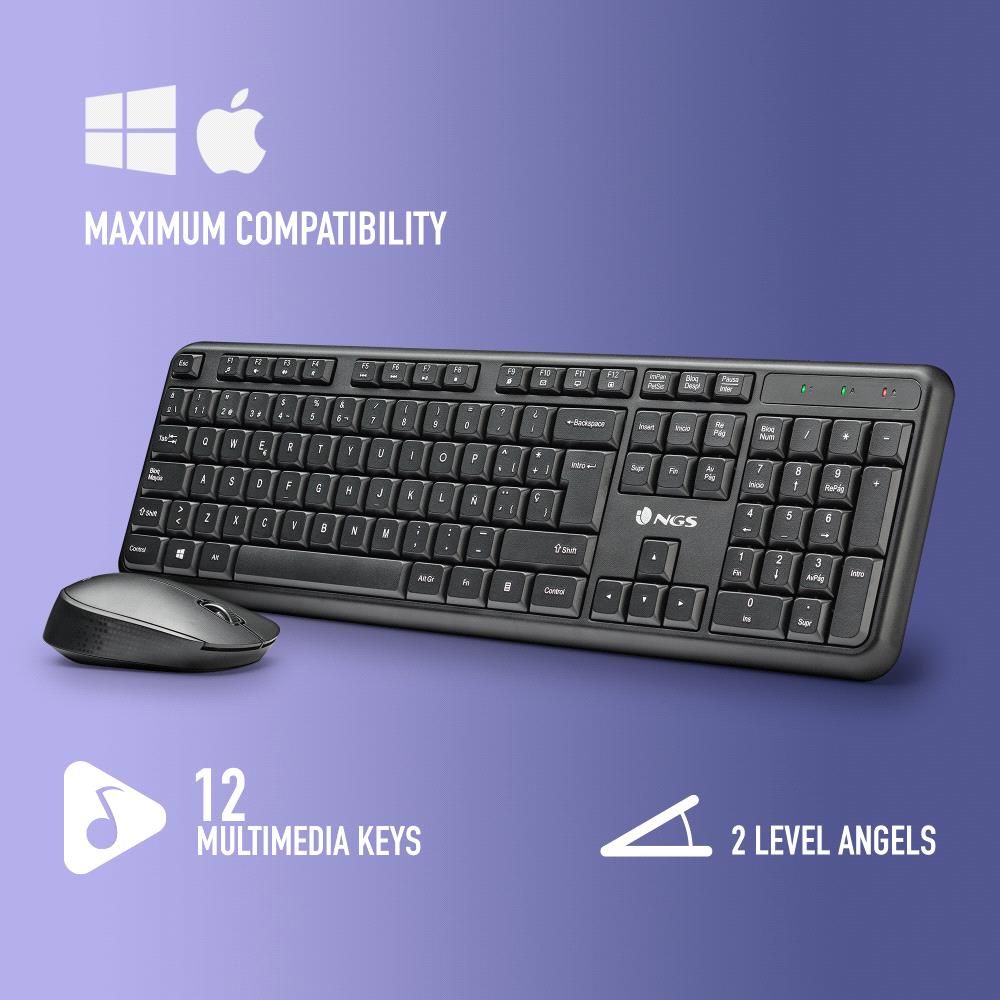 Teclado+Ratón NGS RF Wireless Óptico Negro (HARMONYKIT)