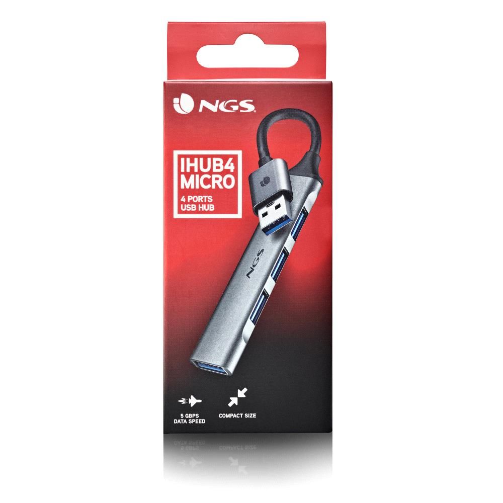 Hub NGS 3xUSB 2.0 1xUSB 3.1 Plata (IHUB4MICRO)