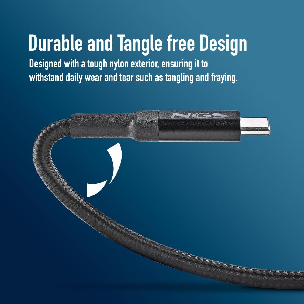 Cable NGS USB-A a USB-C Trenzado 1m Negro (KNOT-AC)