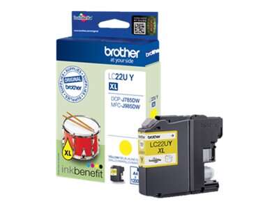 Brother LC22U Yellow Original Ink Cartridge - LC22UYBP