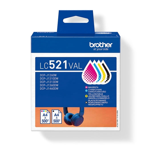 Brother LC521VAL 4-Pack Original Ink Cartridges (BK/C/M/Y) - LC521VAL