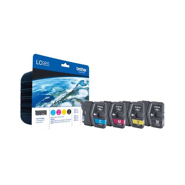 Brother LC985 4-Pack Original Ink Cartridges - LC985VALBP