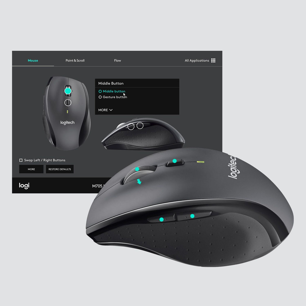 Ratón LOGITECH Marathon M705 RF Gris (910-006034) (LOG-MOU 910-006034)