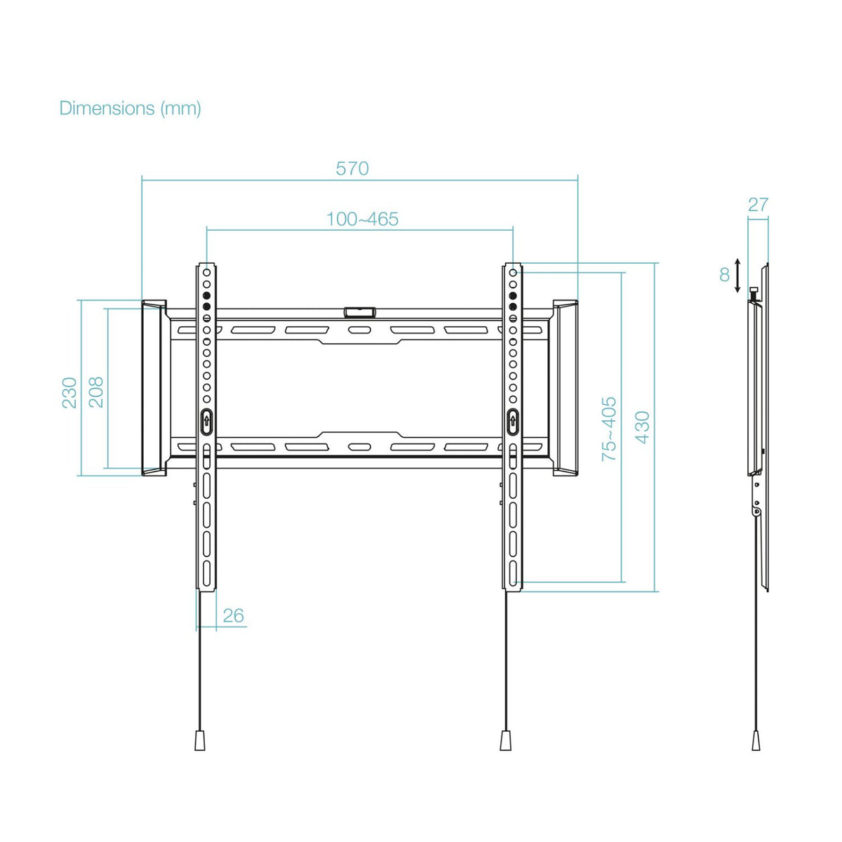Soporte Pared TooQ 32"-70" Fijo Máx. 75Kg (LP1073F-B)
