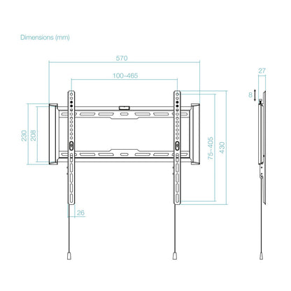 Soporte Pared TooQ 32"-70" Fijo Máx. 75Kg (LP1073F-B)