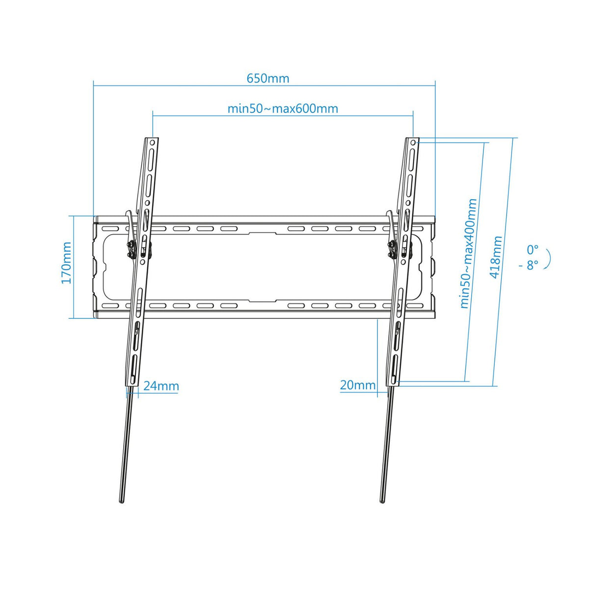 Soporte Pared TOOQ 37-80" Inclinable 45Kg (LP1081T-B)