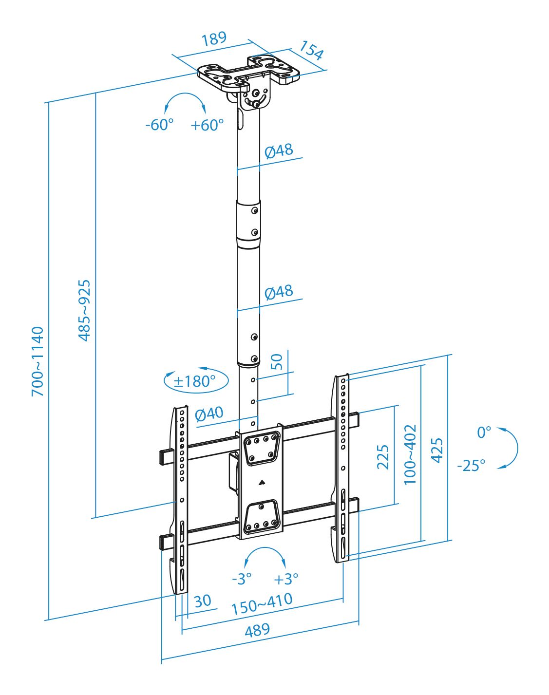 Soporte Techo TOOQ 32-75" Gira/Inclina (LPCE1175TSLI-B)