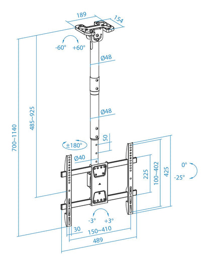 Soporte Techo TOOQ 32-75" Gira/Inclina (LPCE1175TSLI-B)