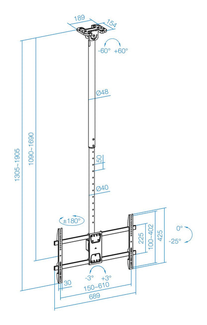 Soporte Techo TOOQ 43-86" Gira/Inc. (LPCE1186TSLI-XL-B)