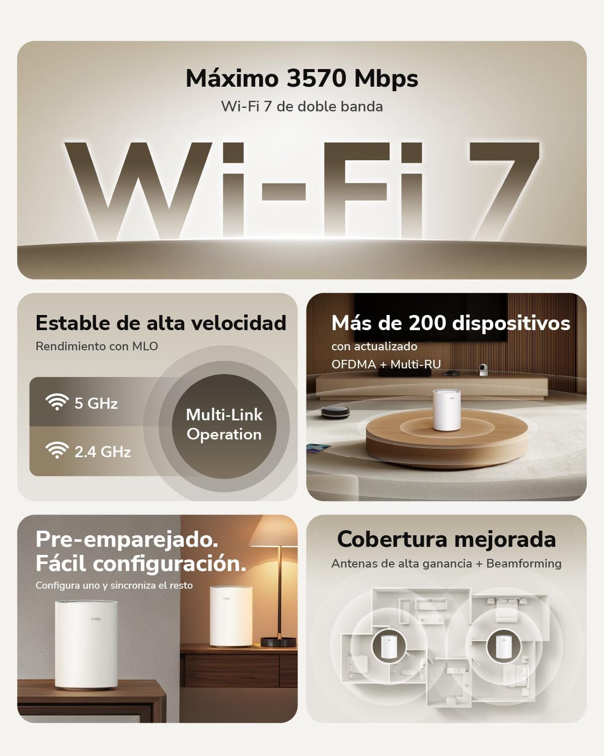 Sistema Mesh CUDY BE3600 3xRJ45 WiFi 7 (M3600 2-Pack)