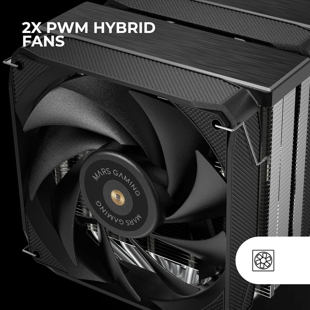 Ventilador Mars Gaming ARGB PWM 2x120mm Negro (MCPUXU6)