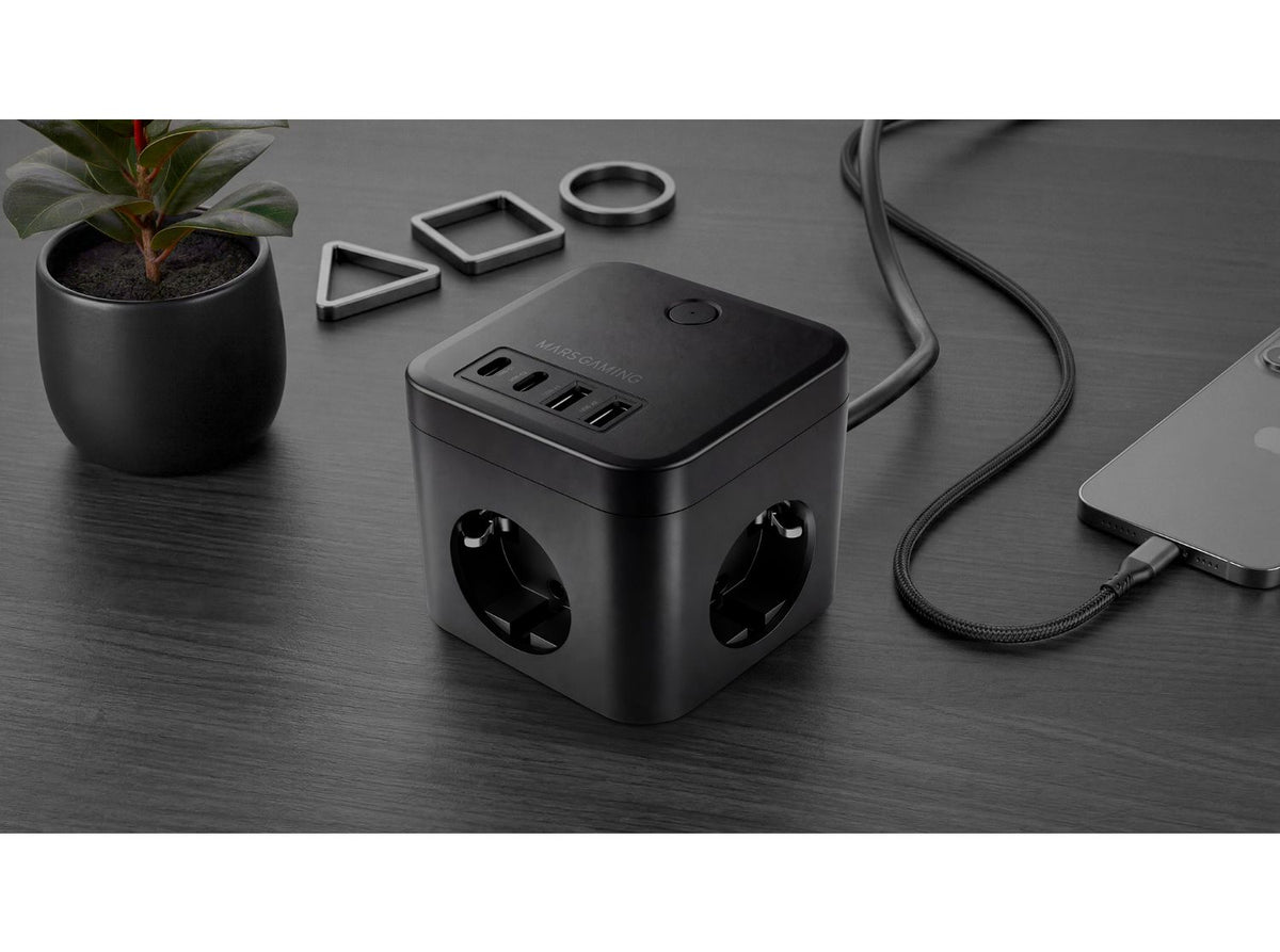 Cargador Mars Gaming 3xSchuko 2USB-A 2USB-C (MDCUBE35)