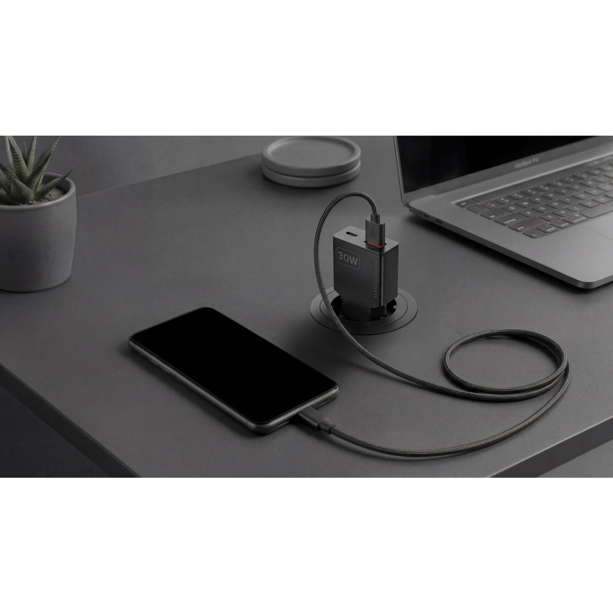 Cargador Pared Mars Gaming 30W USB-A/C Negro (MDGAN30)