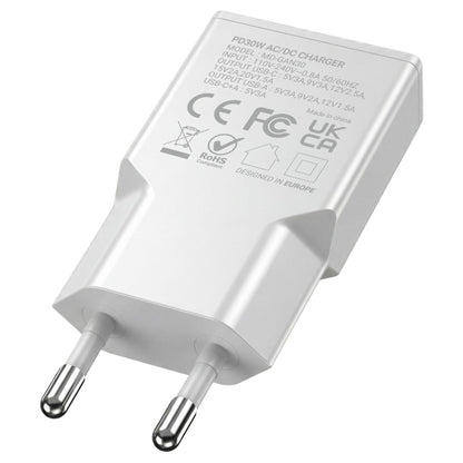 Cargador Pared Mars Gaming 30W USB-A/C Blanco(MDGAN30W)