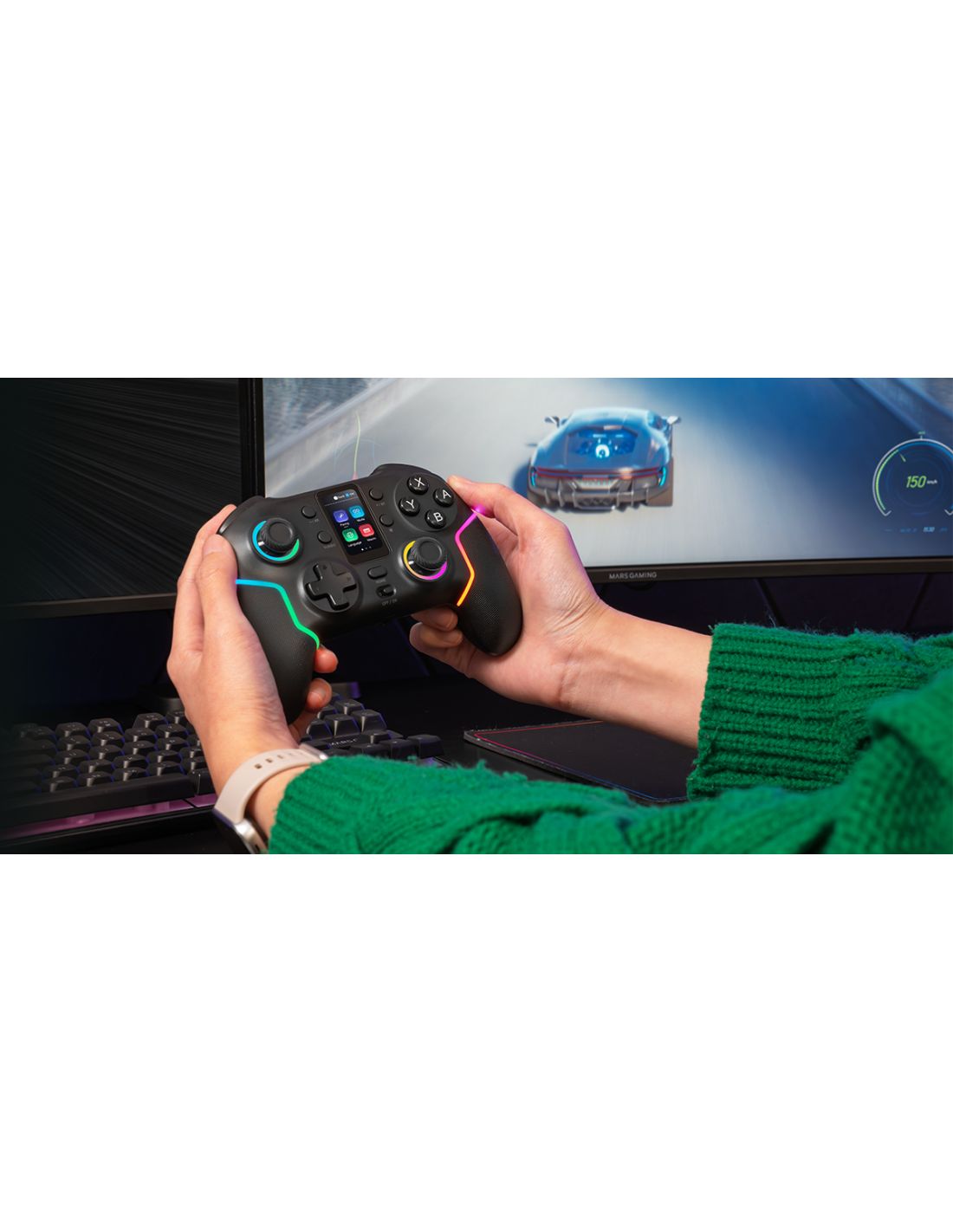 GamePad Mars Gaming Inalámbrico BT ARGB Negro (MGPV3)