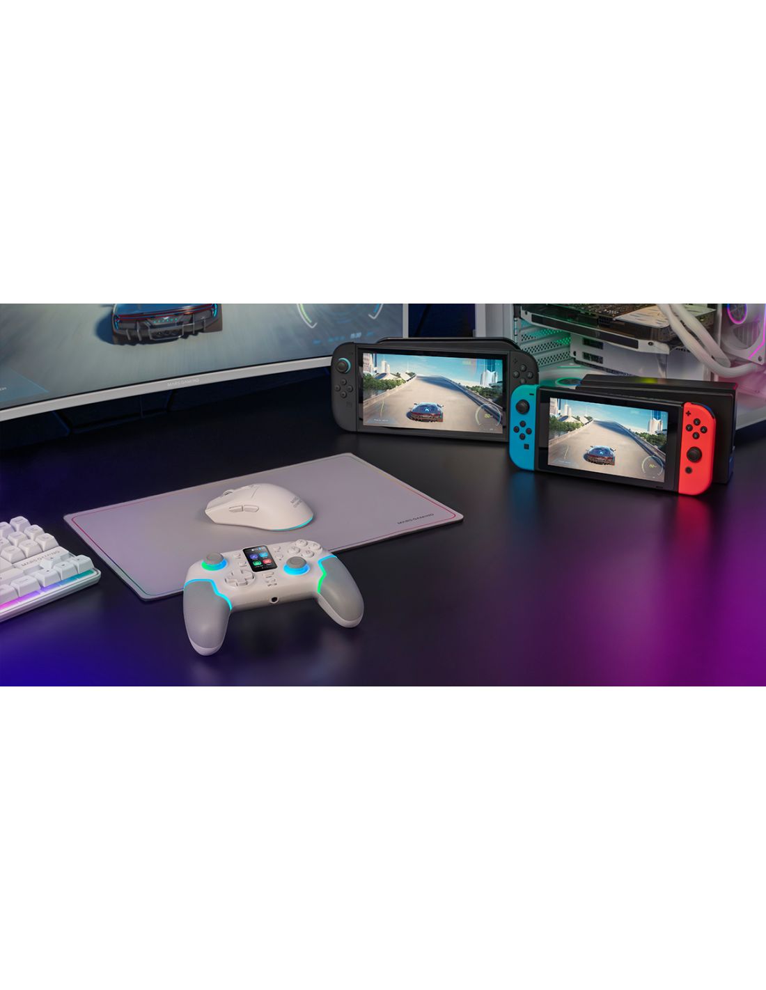 GamePad Mars Gaming Inalámbrico BT ARGB Blanco (MGPV3W)