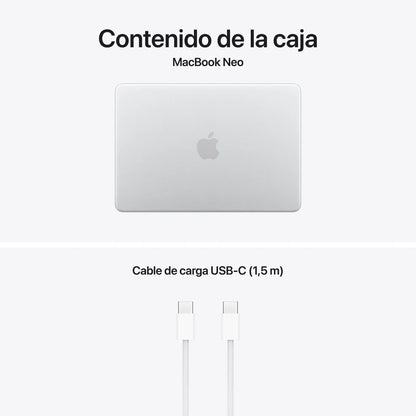 PORTATIL APPLE MACBOOK NEO A18 PRO/6-CORE CPU/8GB/SSD256GB/5-CORE GPU/13" SILVER (MHFA4Y/A)