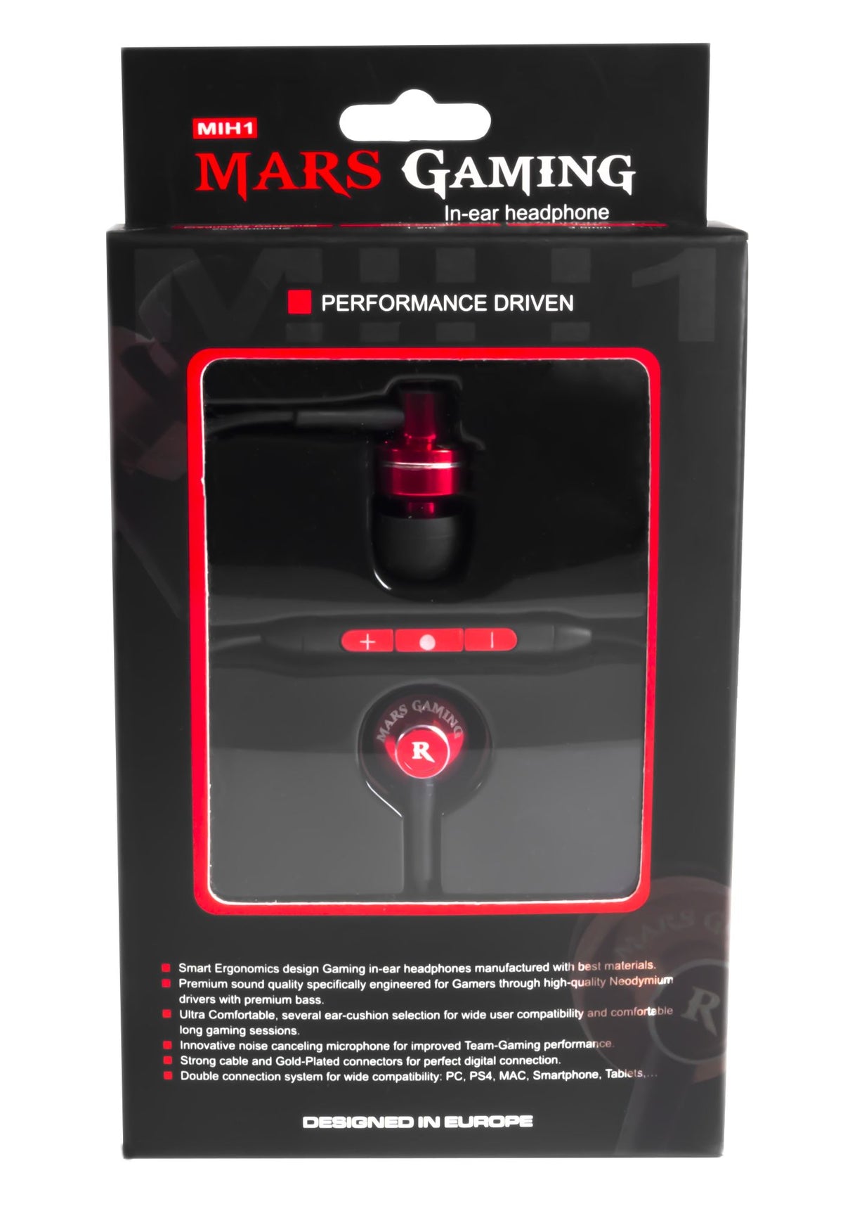 Auriculares Mars Gaming Intraurales Rojo/Negro (MIH1)