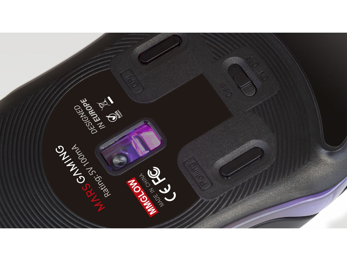 Ratón Mars Gaming Óptico 12800dpi Espejo Negro (MMGLOW)