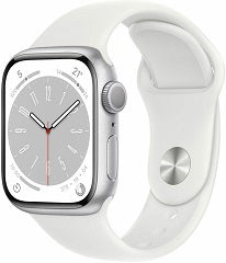 APPLE watch series 8 GPS caja de aluminio plata 41mm, color de correa blanco correa deportiva