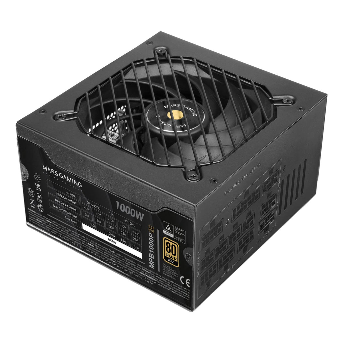 Fuente Mars Gaming ATX 1000W 80+Gold Negra (MPB1000PSI)