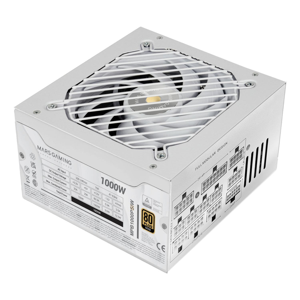 Fuente Mars Gaming 1000W 80+ Gold Blanca (MPB1000PSIW)