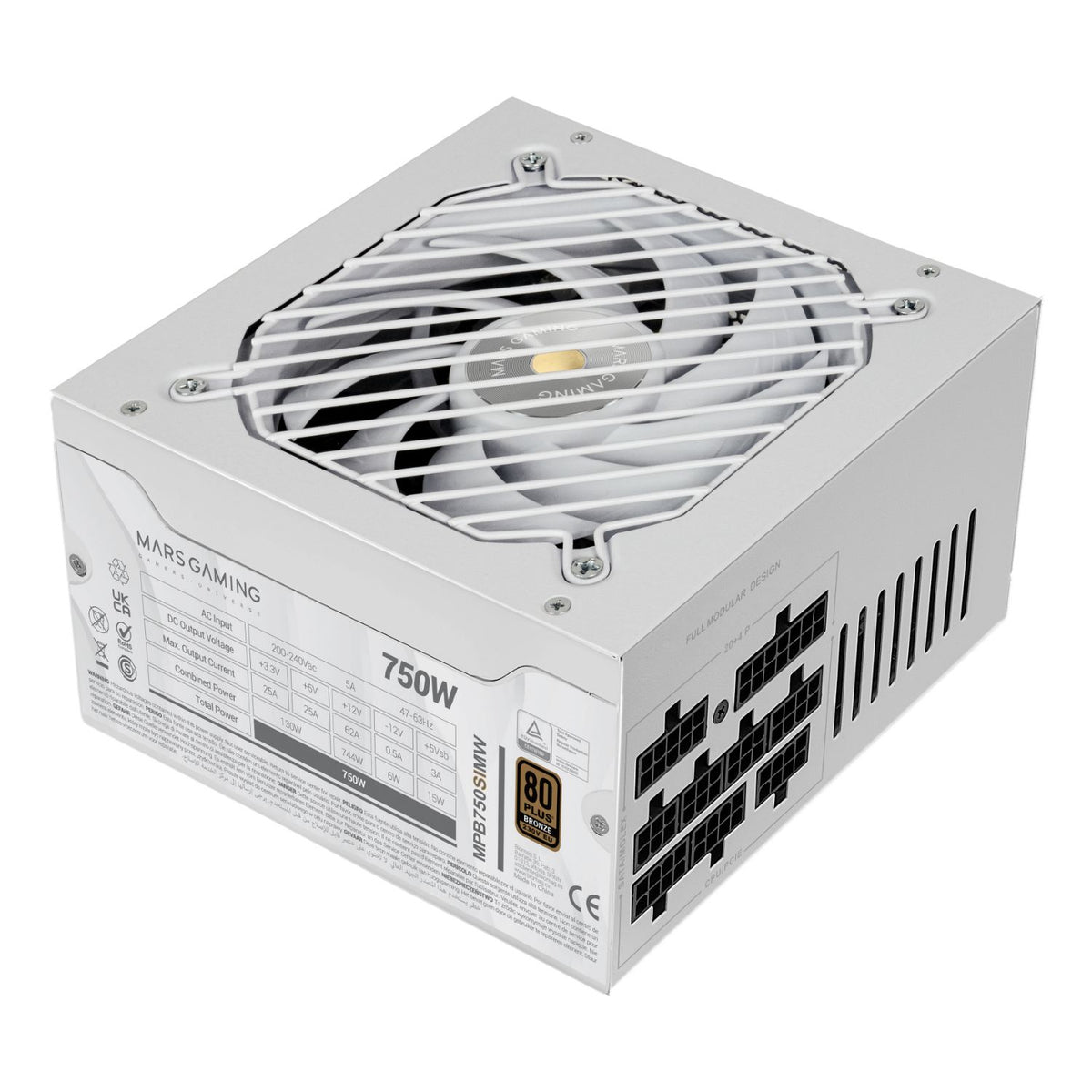Fuente Mars Gaming ATX 750W 80+Bronze Blanca(MP750SIMW)