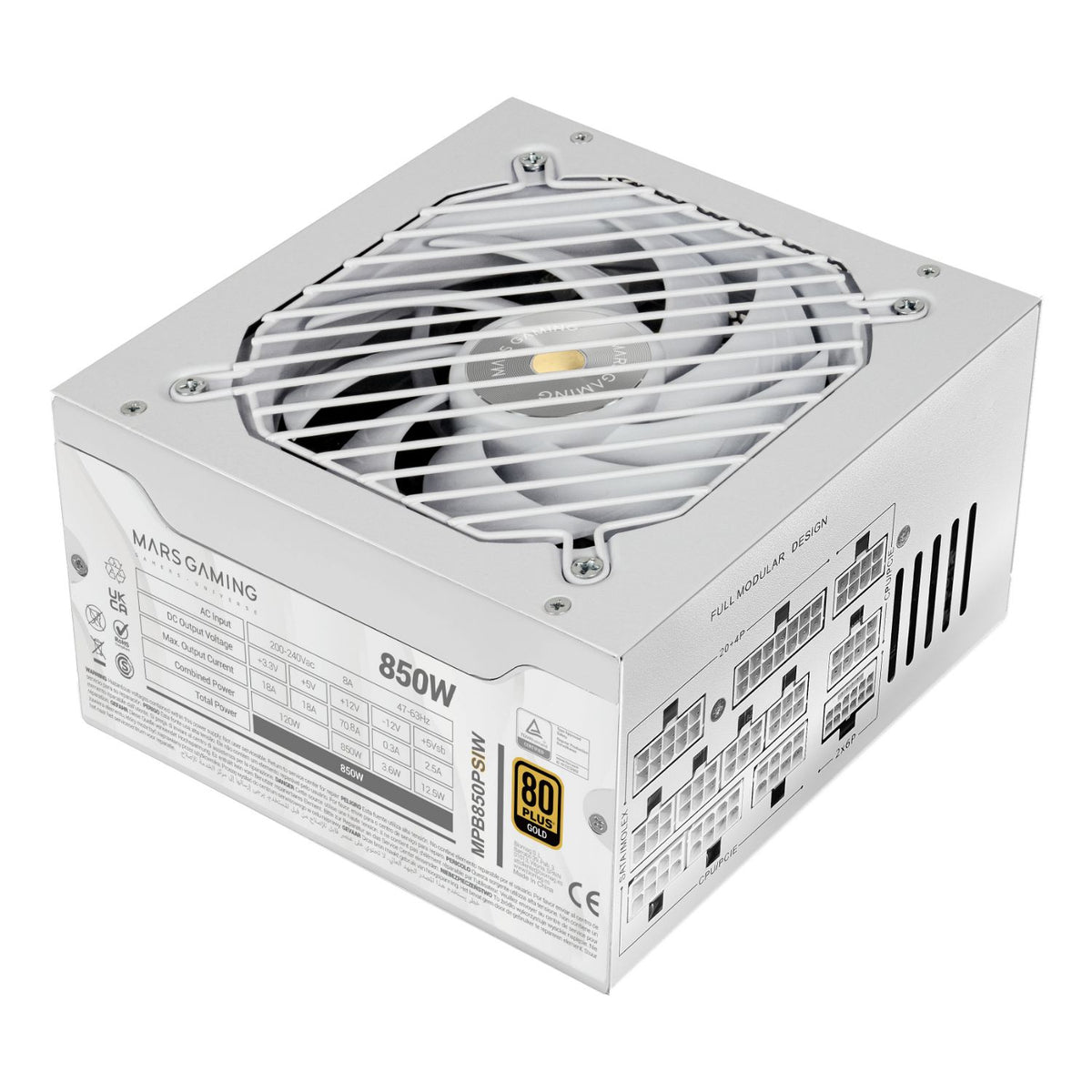 Fuente Mars Gaming ATX 850W 80+Gold Blanca (MPB850PSIW)