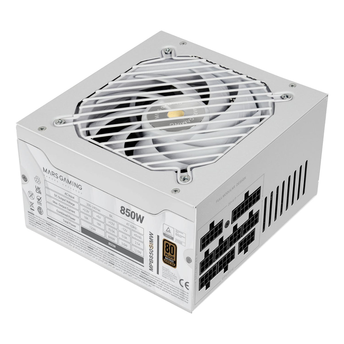 Fuente Mars Gaming 850W 80+Bronze Blanca (MPB850SIMW)