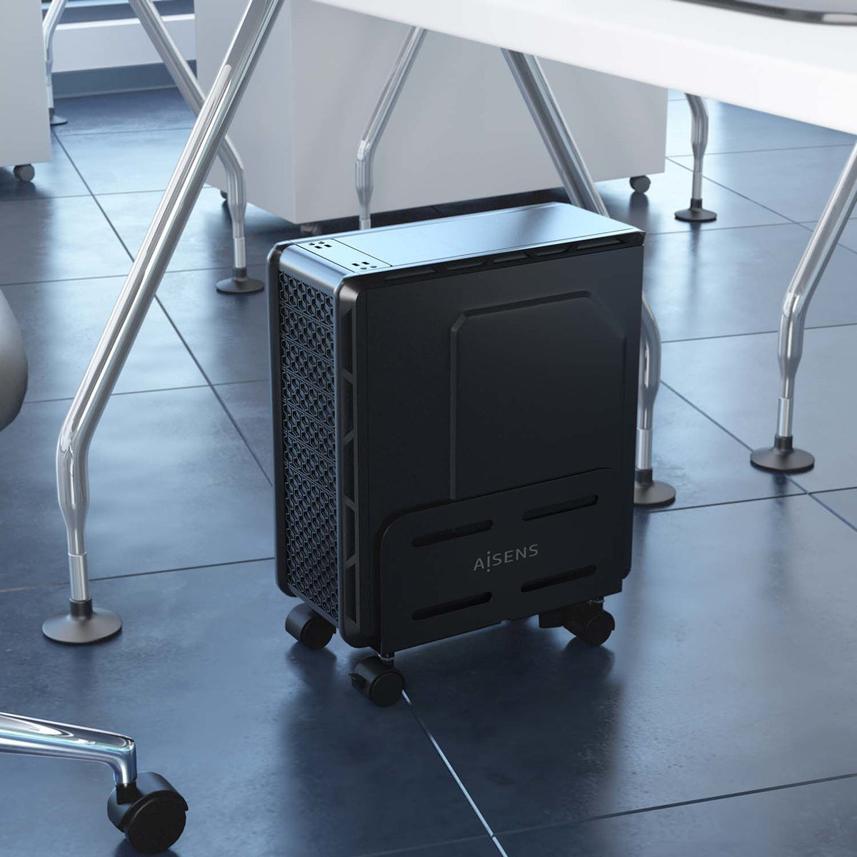 Soporte Suelo CPU AISENS con ruedas Negro (MPC06-207)
