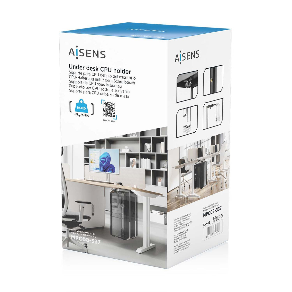 Soporte AISENS Bajo Mesa para PC hasta 30Kg (MPC08-337)