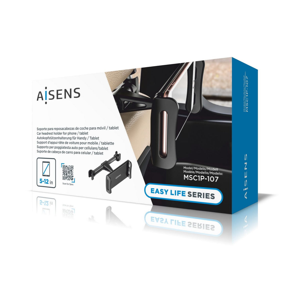 Soporte coche AISENS Reposacabeza Negro (MSC1P-107)
