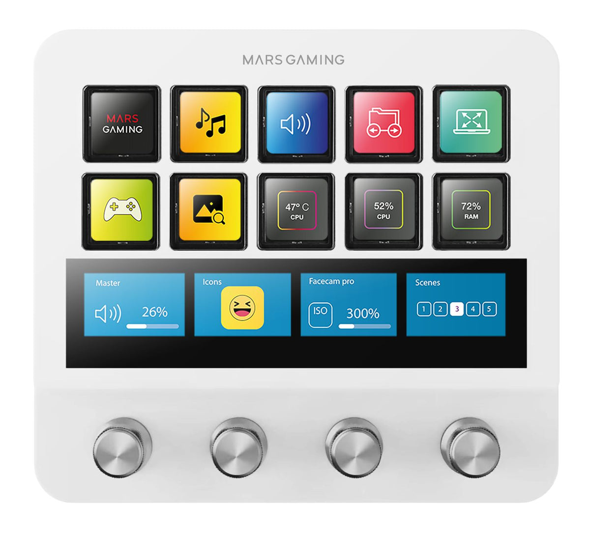 Control Deck Mars Gaming LCD 10 Teclas Blanco (MSDPROW)