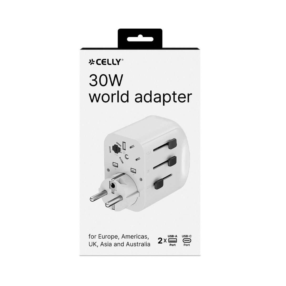 Cargador de Viaje CELLY MultiPlug 30W (MULTIPLUG30WWH)
