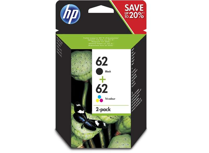 HP 62 Black + Color 2-Pack Original Ink Cartridges - N9J71AE