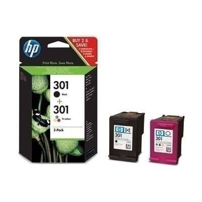 HP 301 Black + Color 2-Pack Original Ink Cartridges - N9J72AE