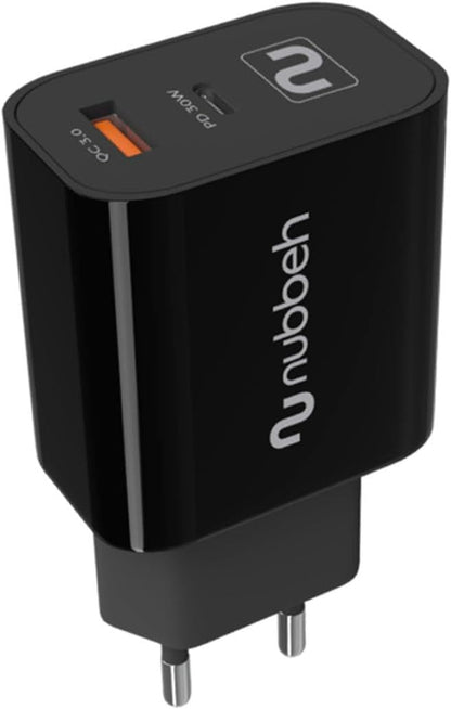 Cargador Pared NUBBEH 1USB-C 30W Negro (NBWALLCHB)