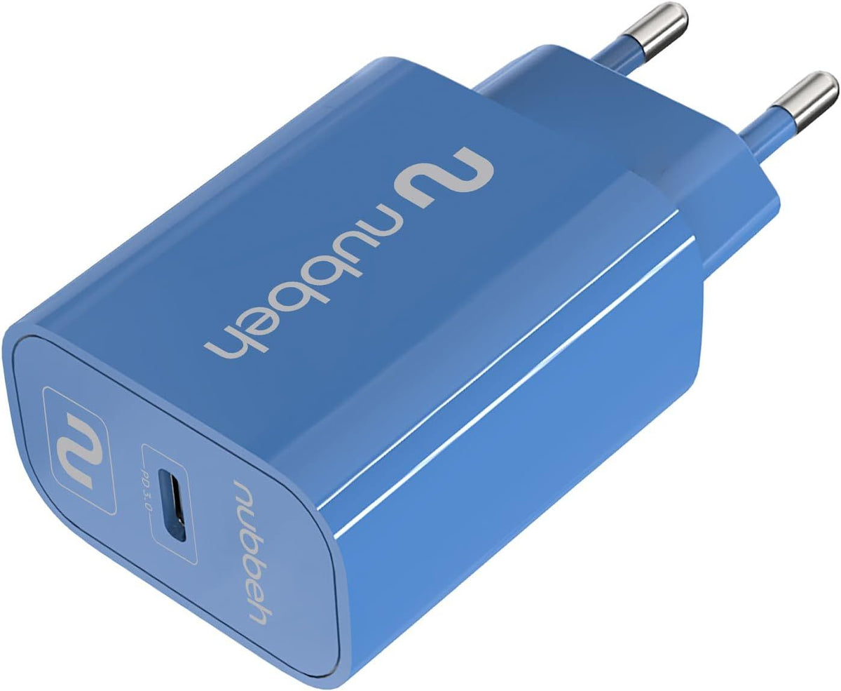 Cargador Pared NUBBEH 1USB-C 25W Azul (NBWALLCHCBL25)