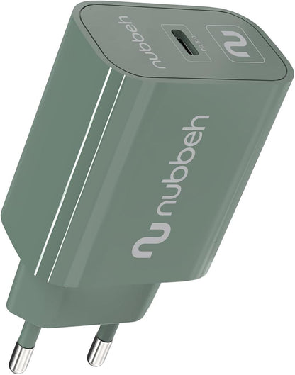 Cargador Pared NUBBEH 1USB-C 25W Verde (NBWALLCHCG25)