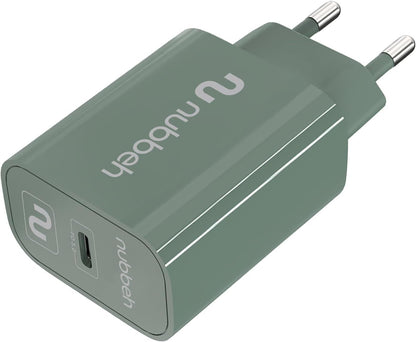 Cargador Pared NUBBEH 1USB-C 25W Verde (NBWALLCHCG25)