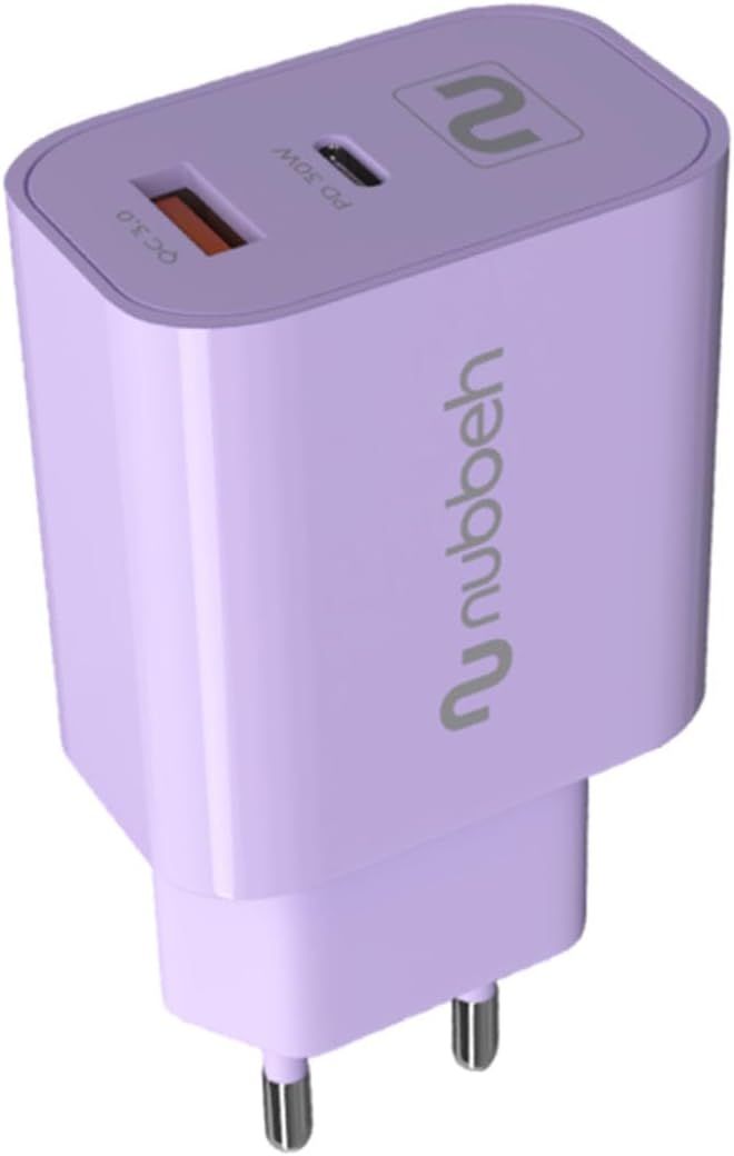 Cargador Pared NUBBEH USB-C 30W PD Lila (NBWALLCHP)