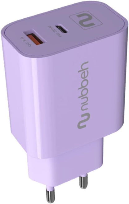 Cargador Pared NUBBEH USB-C 30W PD Lila (NBWALLCHP)