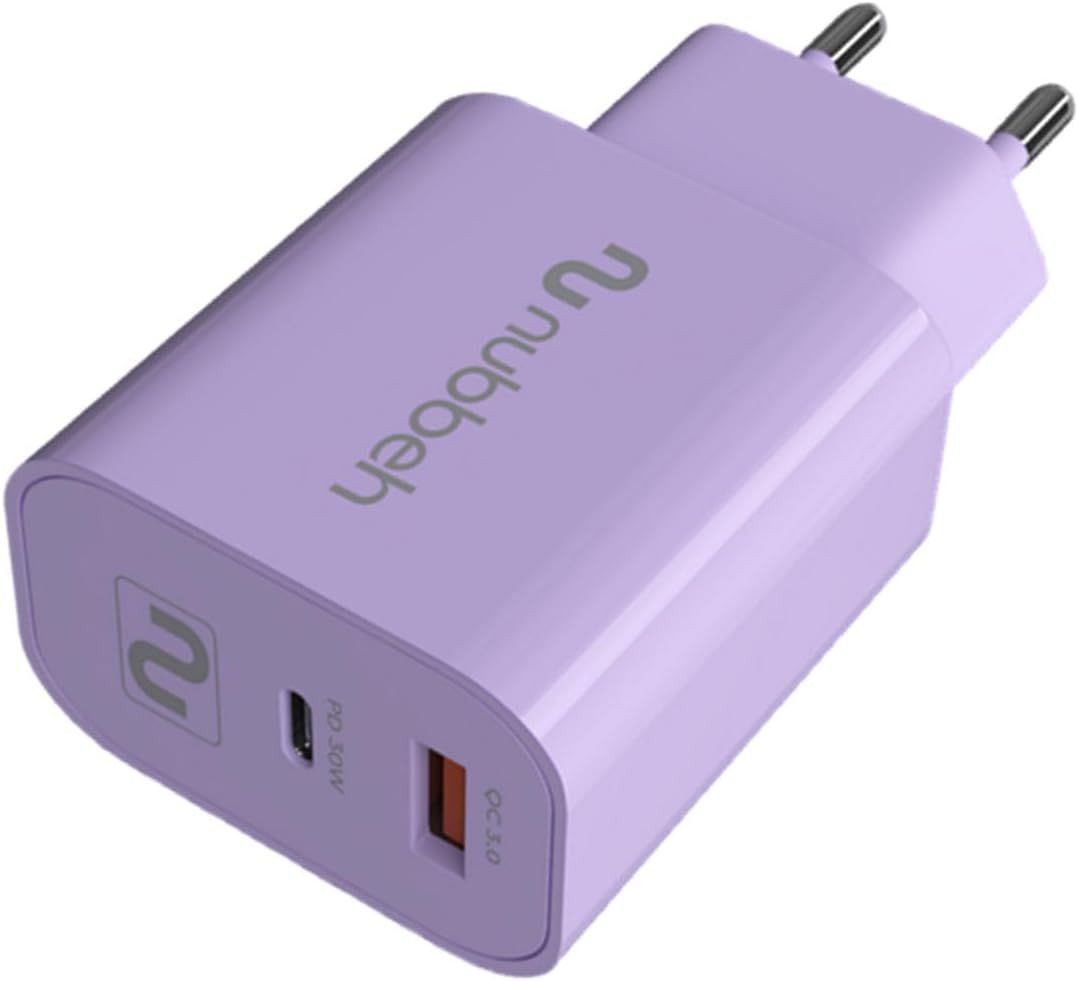 Cargador Pared NUBBEH USB-C 30W PD Lila (NBWALLCHP)