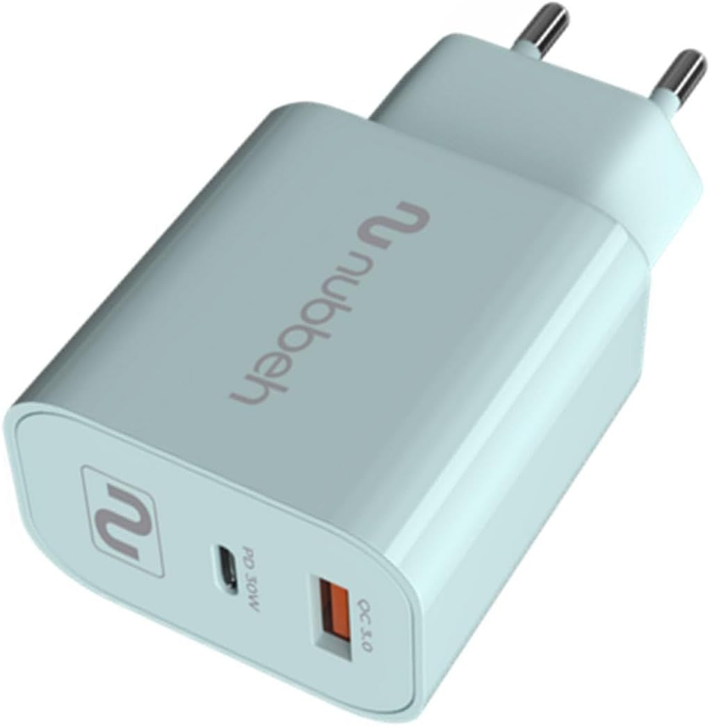 Cargador Pared NUBBEH USB-C 30W PD Turquesa(NBWALLCHT)