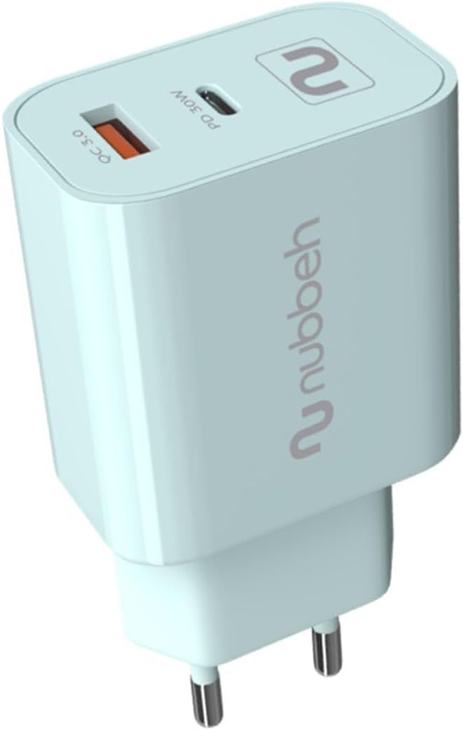 Cargador Pared NUBBEH USB-C 30W PD Turquesa(NBWALLCHT)