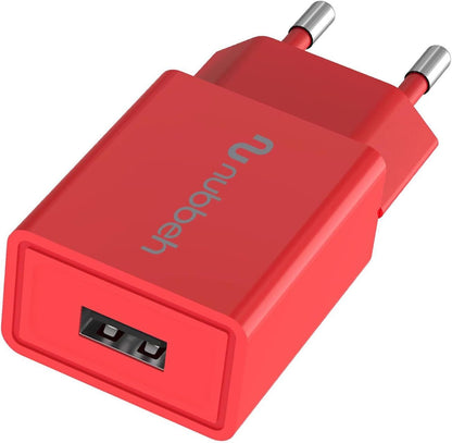 Cargador Pared NUBBEH 1USB-A 10W Rojo (NBWALLCHUSBR10)