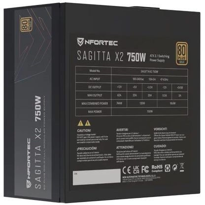 Fuente Nfortec 750W 80+ Gold (NF-PSU-SAGITTAX2-FM-750W)