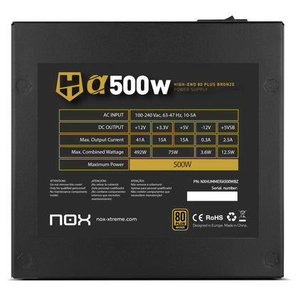 Fuente NOX HUMMER ALPHA 500W 80+ Bronze (NXHUMMERA500W)
