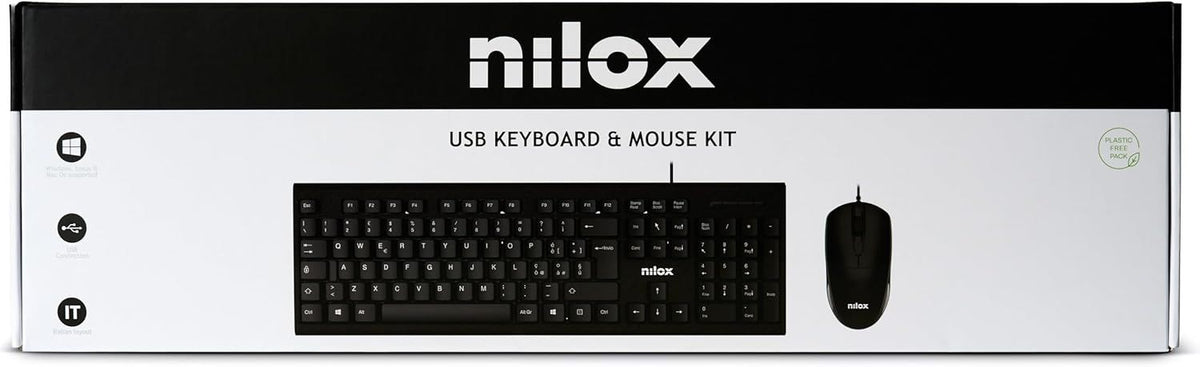 Teclado + Ratón Nilox Italiano USB Negro (NXKMIT0011)